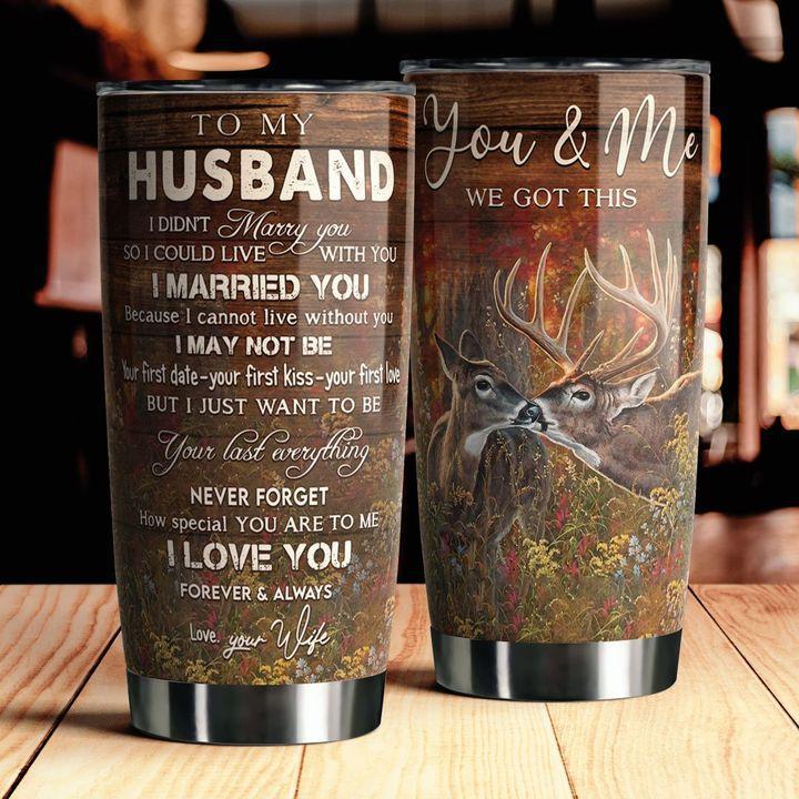 Hunting Love Deer To My Husband 20 Oz Tumbler For Coffee Travel And Daily Drinks