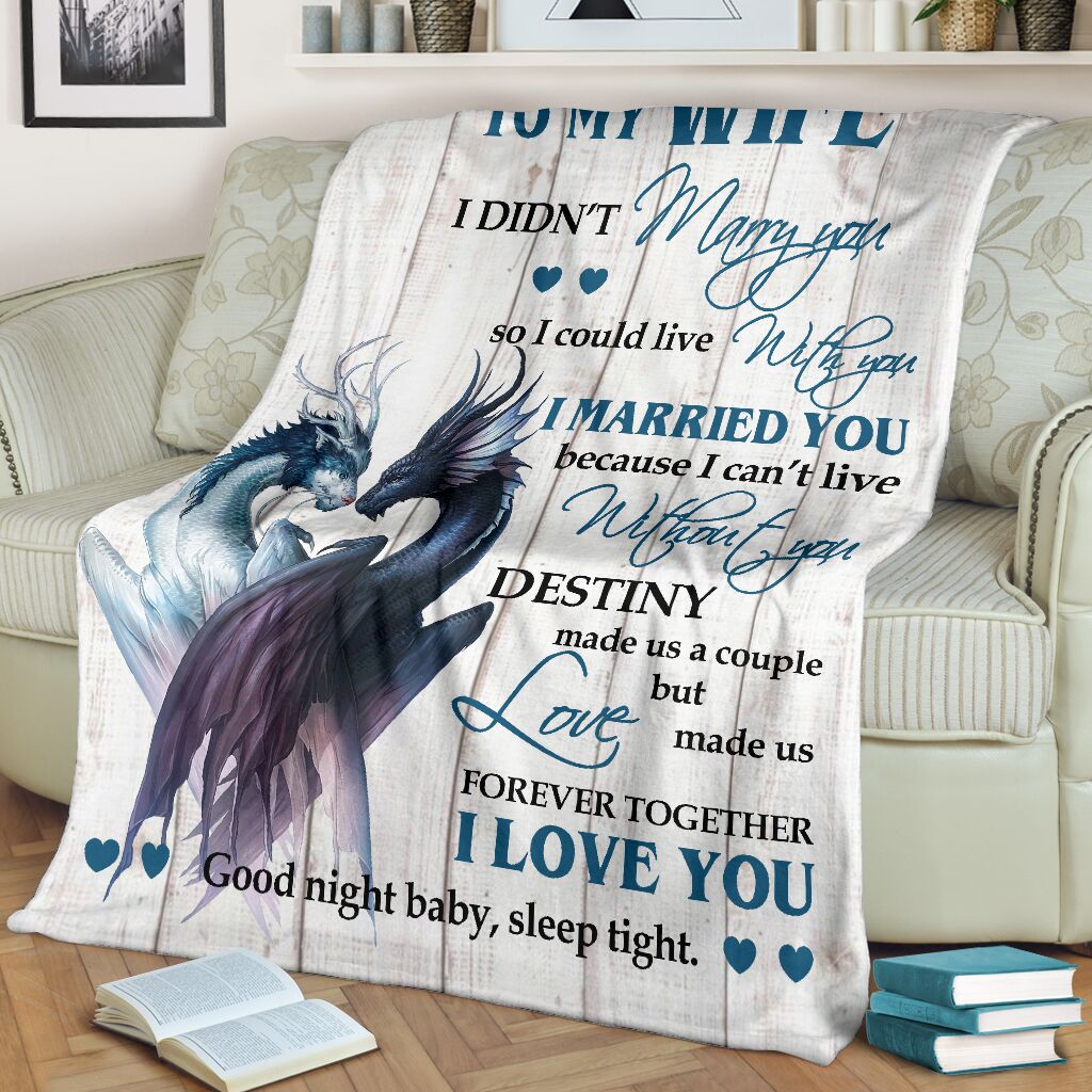 Dragon To My Gorgeous Wife Flannel Blanket For Cozy Bedroom Sofa Decor