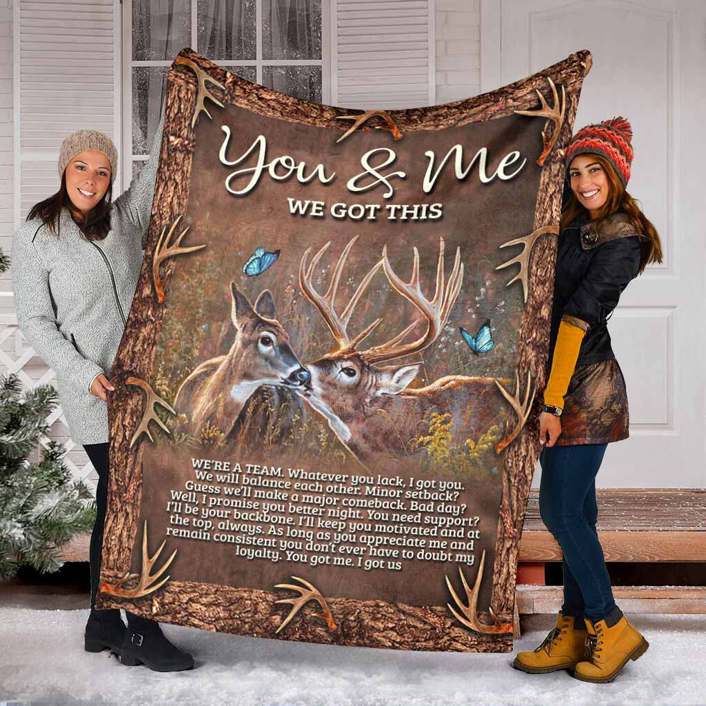 Hunting Deer You And Me Flannel Blanket For Cozy Bedroom Sofa Decor