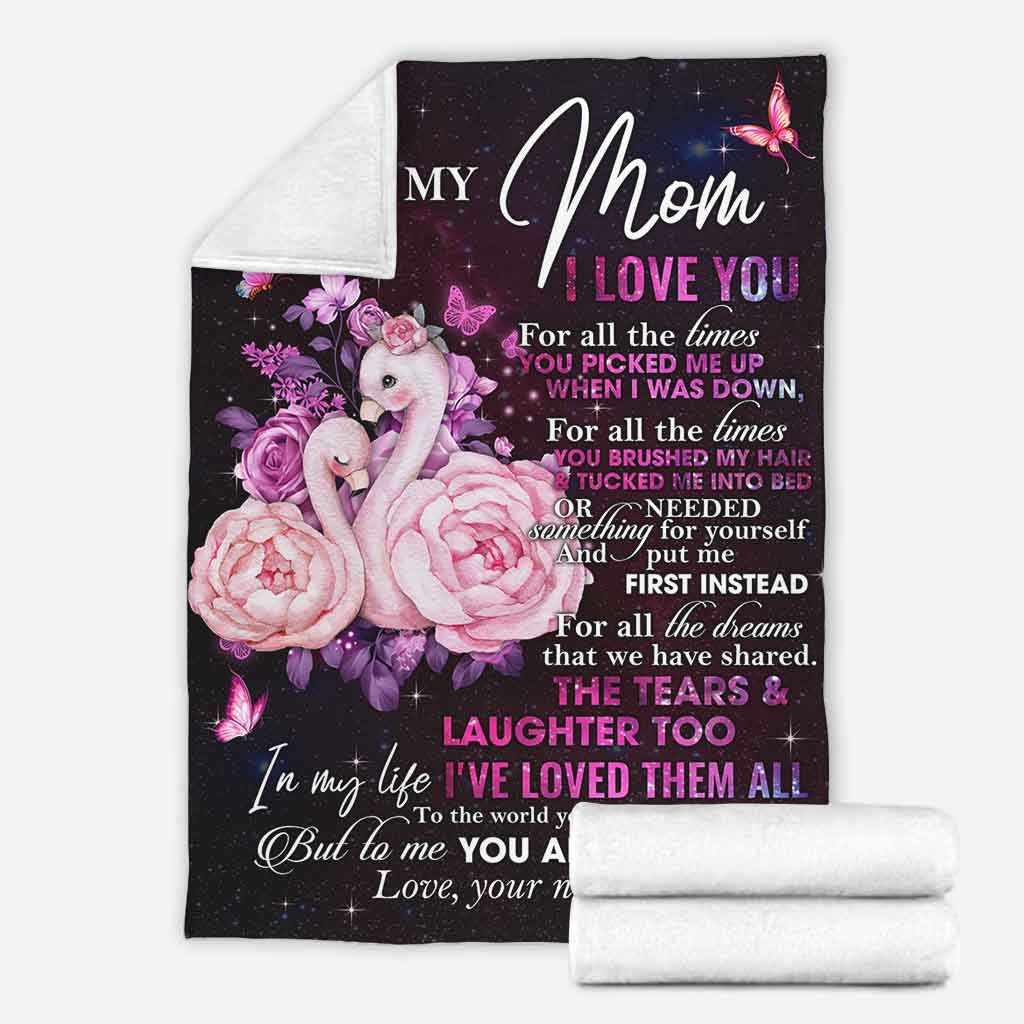 Flamingo To My Mom I Love You The World Personalized Flannel Blanket For Cozy Bedroom Sofa Decor