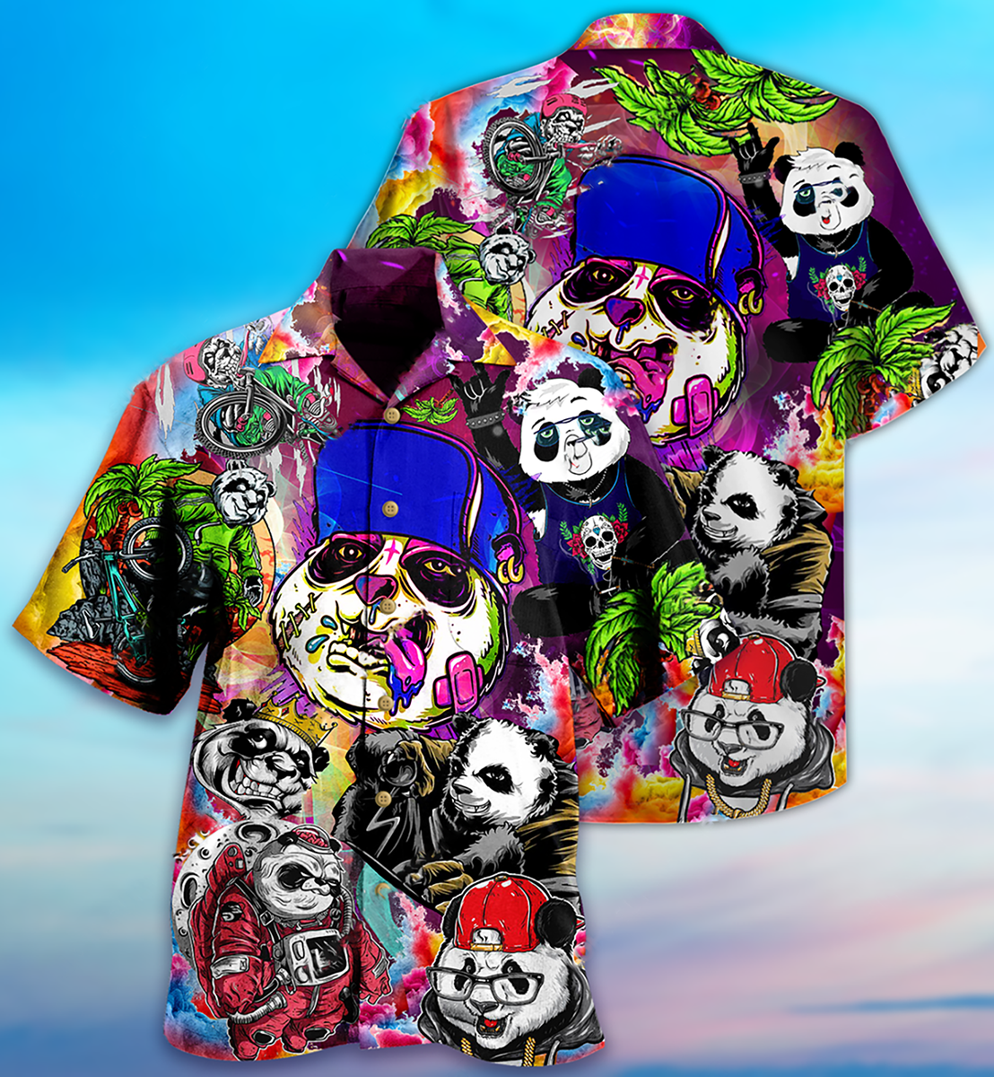 Panda Hawaiian Shirt With Detailed Graphic For Coastal Adventures Summer Events And Everyday Comfort