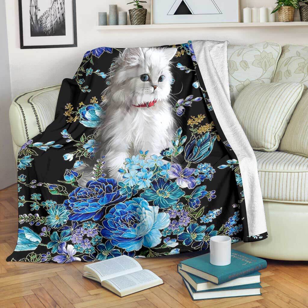 Cat Blur Floral Cats Flannel Blanket For Cozy Bedroom Sofa Decor
