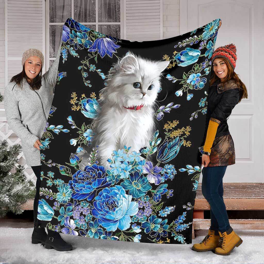 Cat Blur Floral Cats Flannel Blanket For Cozy Bedroom Sofa Decor