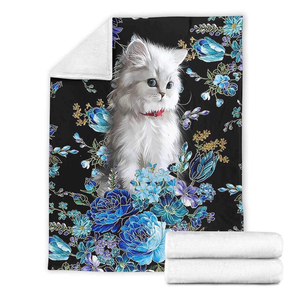 Cat Blur Floral Cats Flannel Blanket For Cozy Bedroom Sofa Decor