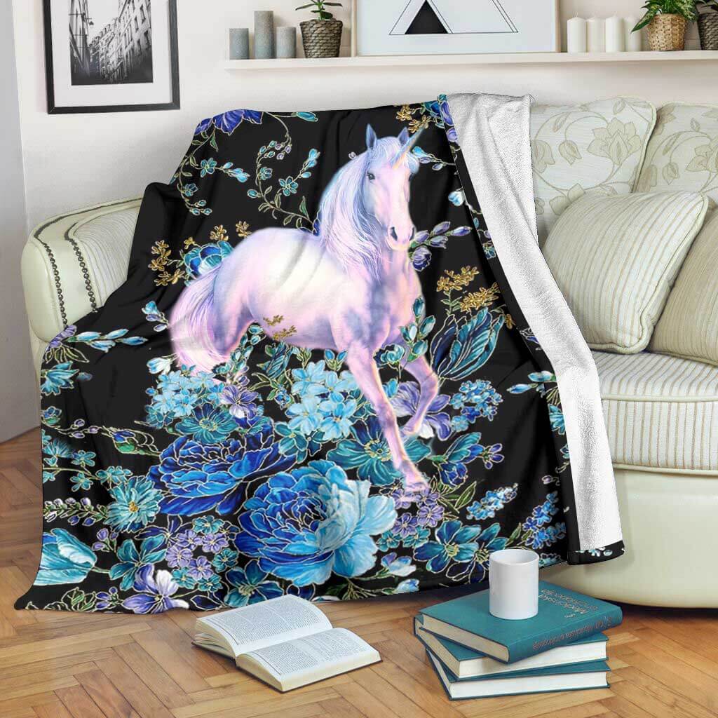 Unicorn Floral Unicorns Flannel Blanket For Cozy Bedroom Sofa Decor