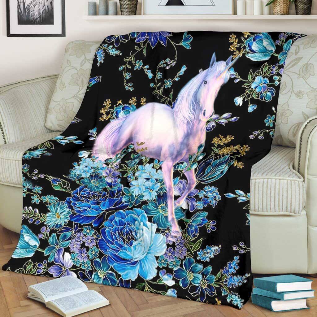 Unicorn Floral Unicorns Flannel Blanket For Cozy Bedroom Sofa Decor