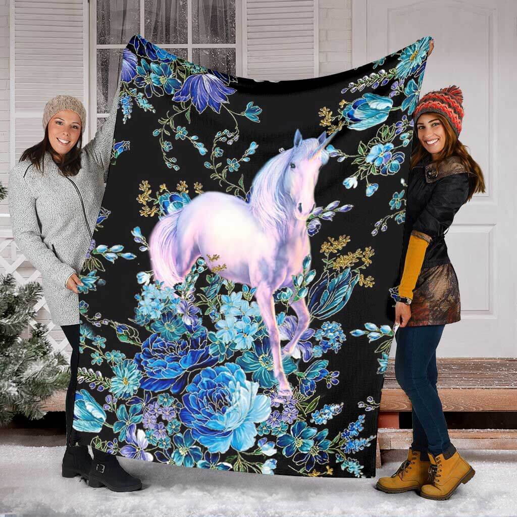 Unicorn Floral Unicorns Flannel Blanket For Cozy Bedroom Sofa Decor