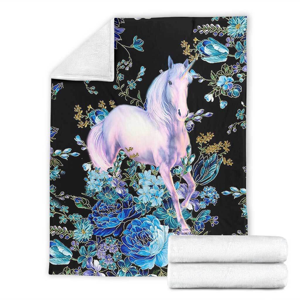 Unicorn Floral Unicorns Flannel Blanket For Cozy Bedroom Sofa Decor