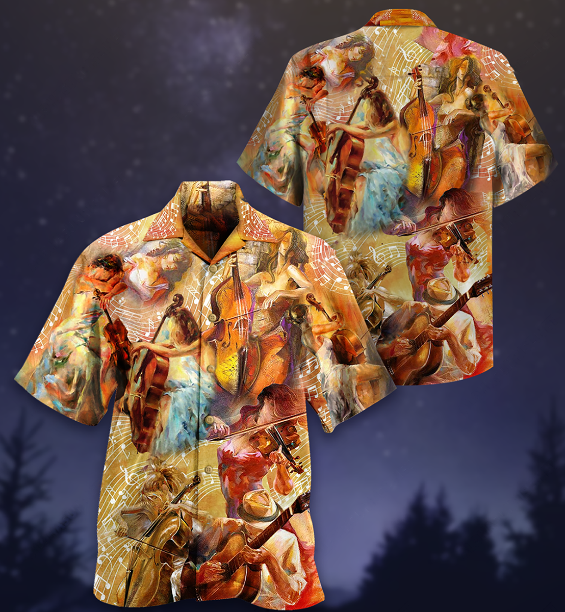 Soulful Music Notes Hawaiian Shirt With Detailed Graphic For Coastal Trips Outdoor Events And Relaxed Summer Wear