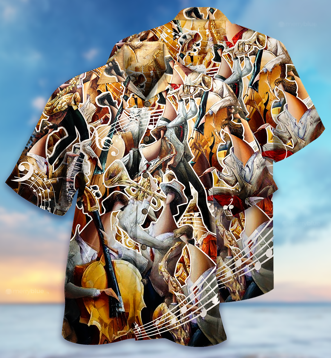 Music Melody Hawaiian Shirt Artwork Detail For Resort Trips And Outdoor Activities