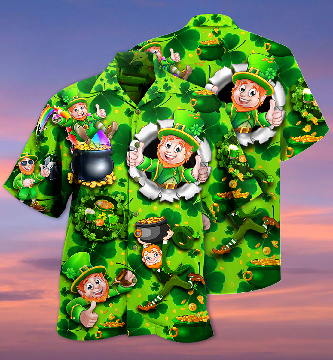 Irish Hawaiian Shirt Artwork Detail For Tropical Trips And Casual Outings