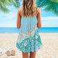 Turtle Love Ocean V-Neck Sleeveless Cami Dress For Island Holidays And Thoughtful Gifting