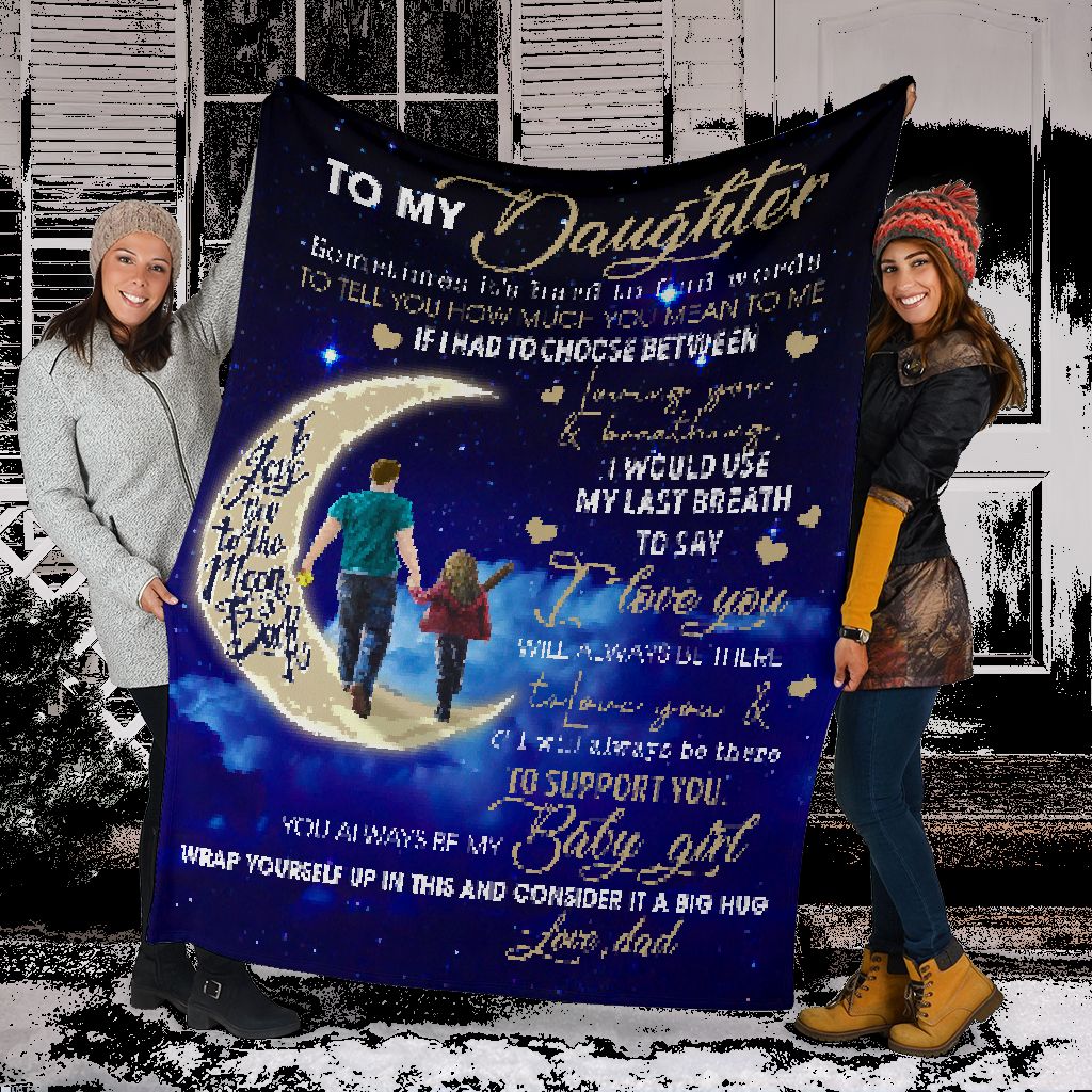 Family Dad To My Daughter Flannel Blanket For Cozy Bedroom Sofa Decor