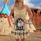 Native Wolf Peaceful Love Dreamcatcher V-Neck Sleeveless Cami Dress For Festivals And Relaxed Warm Weather Style