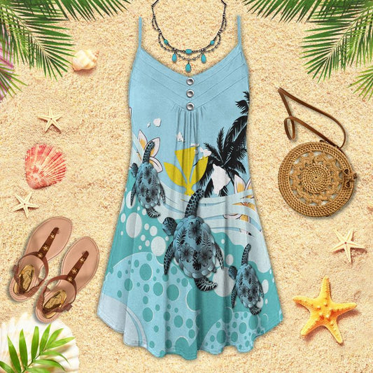 Turtle Is Beach Soul Limited 12 – Women's Summer Sleeveless V-Neck Camisole Dress
