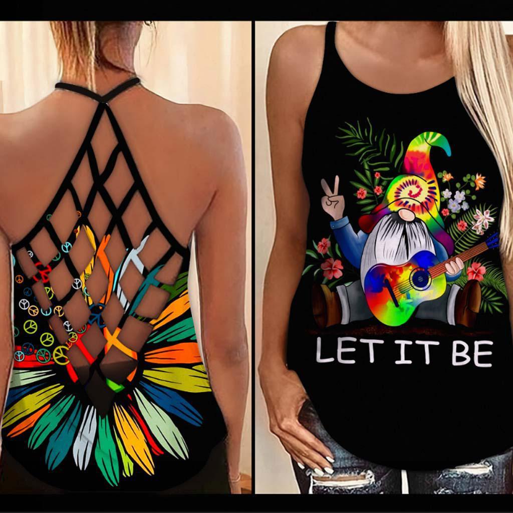 Hippie Soul Color Peaceful Hollow Tank Top For Yoga Sessions And Summer Outings