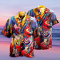 Colorful Guitar Hawaiian Shirt With Detailed Graphic For Warm Weather Adventures Parties And Daily Comfort