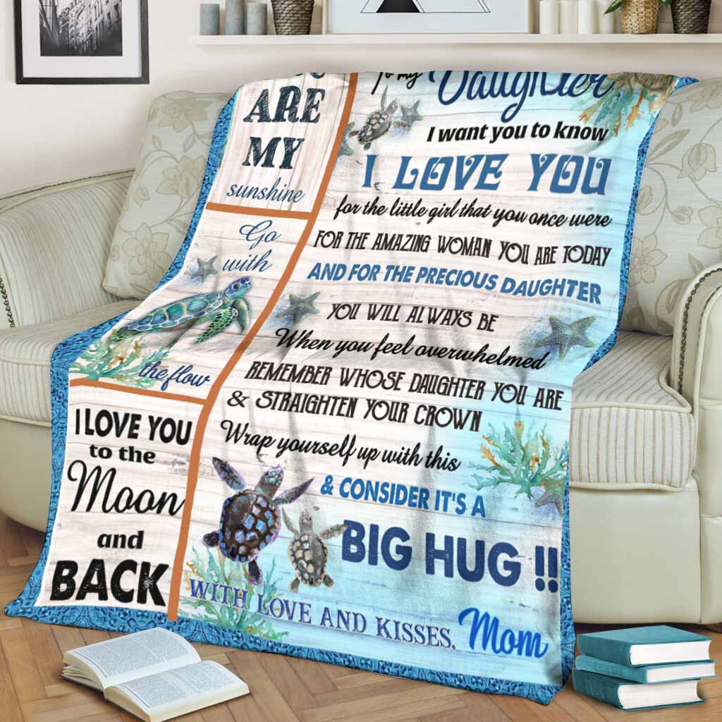 Turtle To My Daughter Be Good Flannel Blanket For Cozy Bedroom Sofa Decor