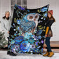 Owl Blue Floral Flannel Blanket For Cozy Bedroom Sofa Decor