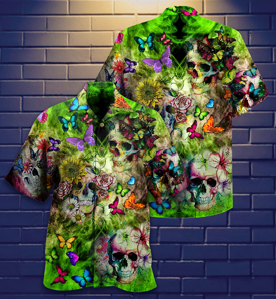 Skull Butterfly Hawaiian Shirt For Poolside Relaxation And Sunny Getaways