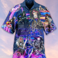 Purple Guitar Skull Music Hawaiian Shirt Design Detail For Beach Days And Holiday Travel