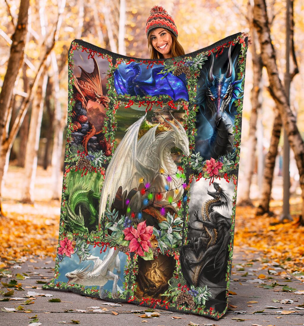 Dragon Christmas Love Flannel Blanket For Cozy Bedroom Sofa Decor