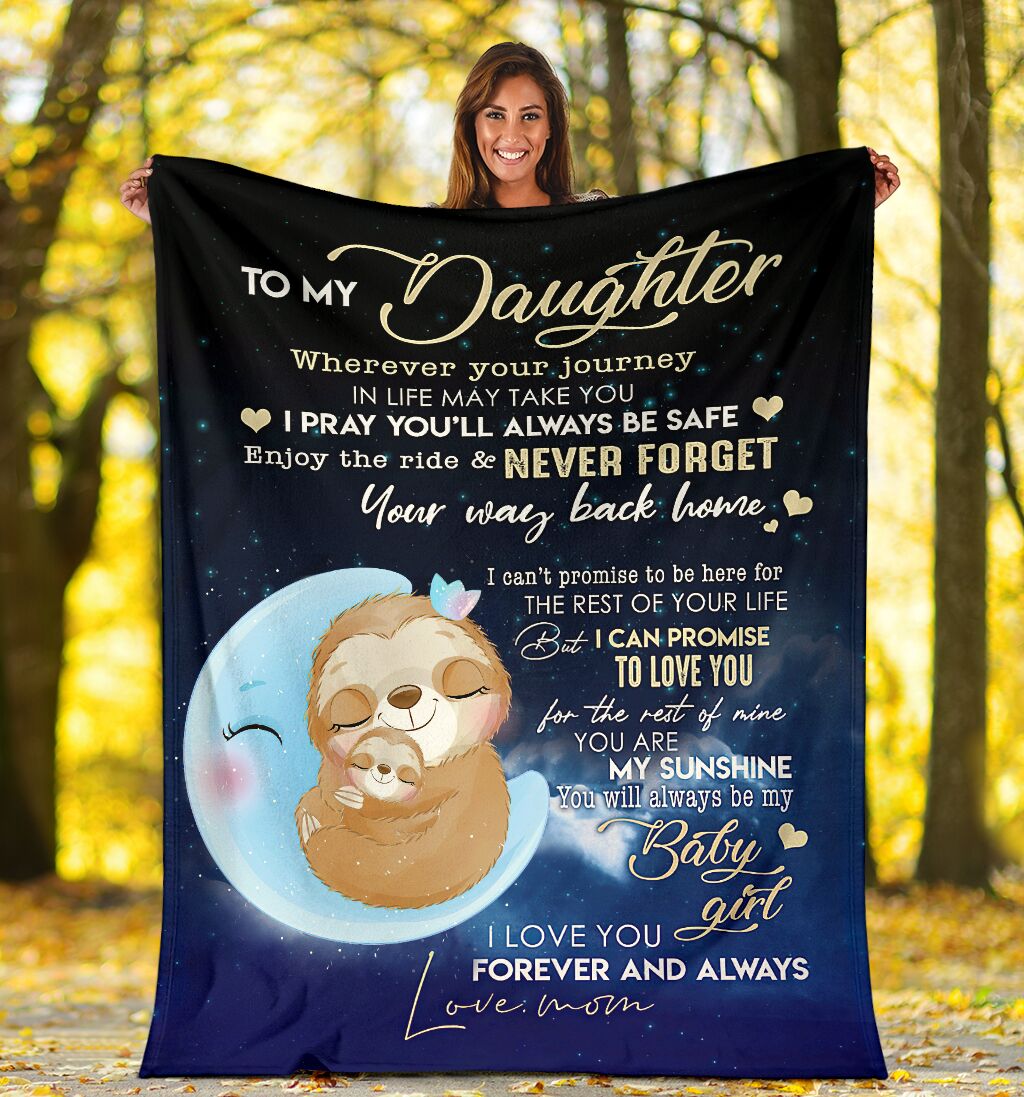 Sloth To My Daughter Flannel Blanket For Cozy Bedroom Sofa Decor