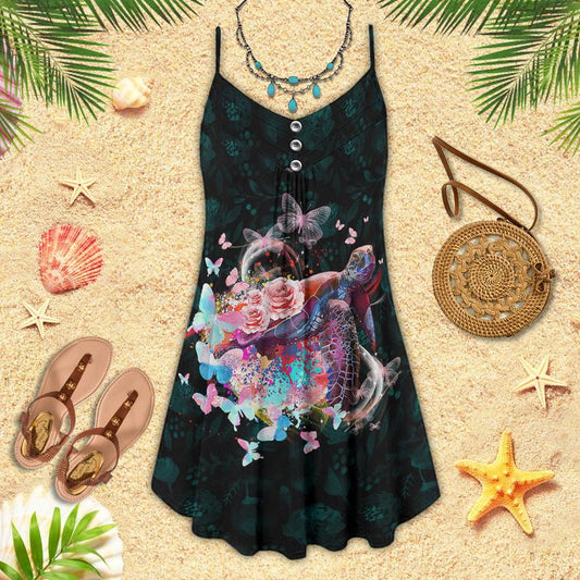 Turtle Is Beach Soul Limited 13 – Women's Summer Sleeveless V-Neck Camisole Dress