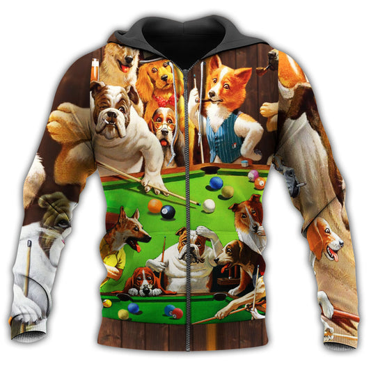Vintage Dogs Playing Pool Hoodie For Relaxed Daily Wear Weekend Outings And Thoughtful Gifting