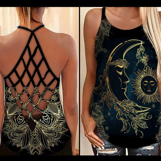 Hippie Soul Color Peaceful Hollow Tank Top For Yoga Workouts And Festival Wear
