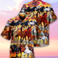 Horse Run Hawaiian Shirt Pattern Detail For Summer Holidays And Outdoor Fun