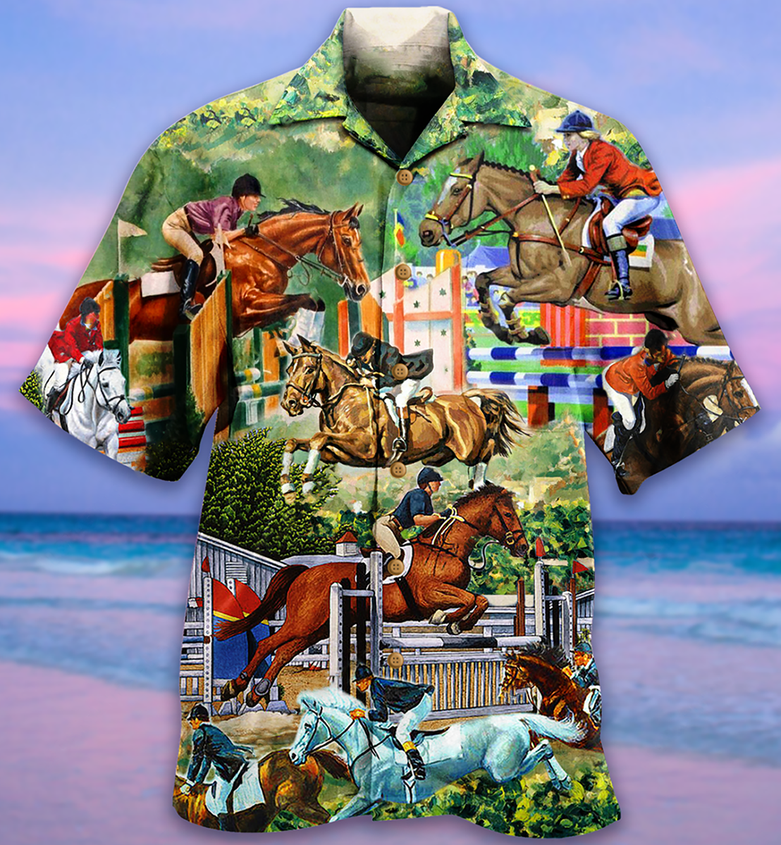 Funny Horse Hawaiian Shirt Artwork Detail For Tropical Trips And Casual Outings