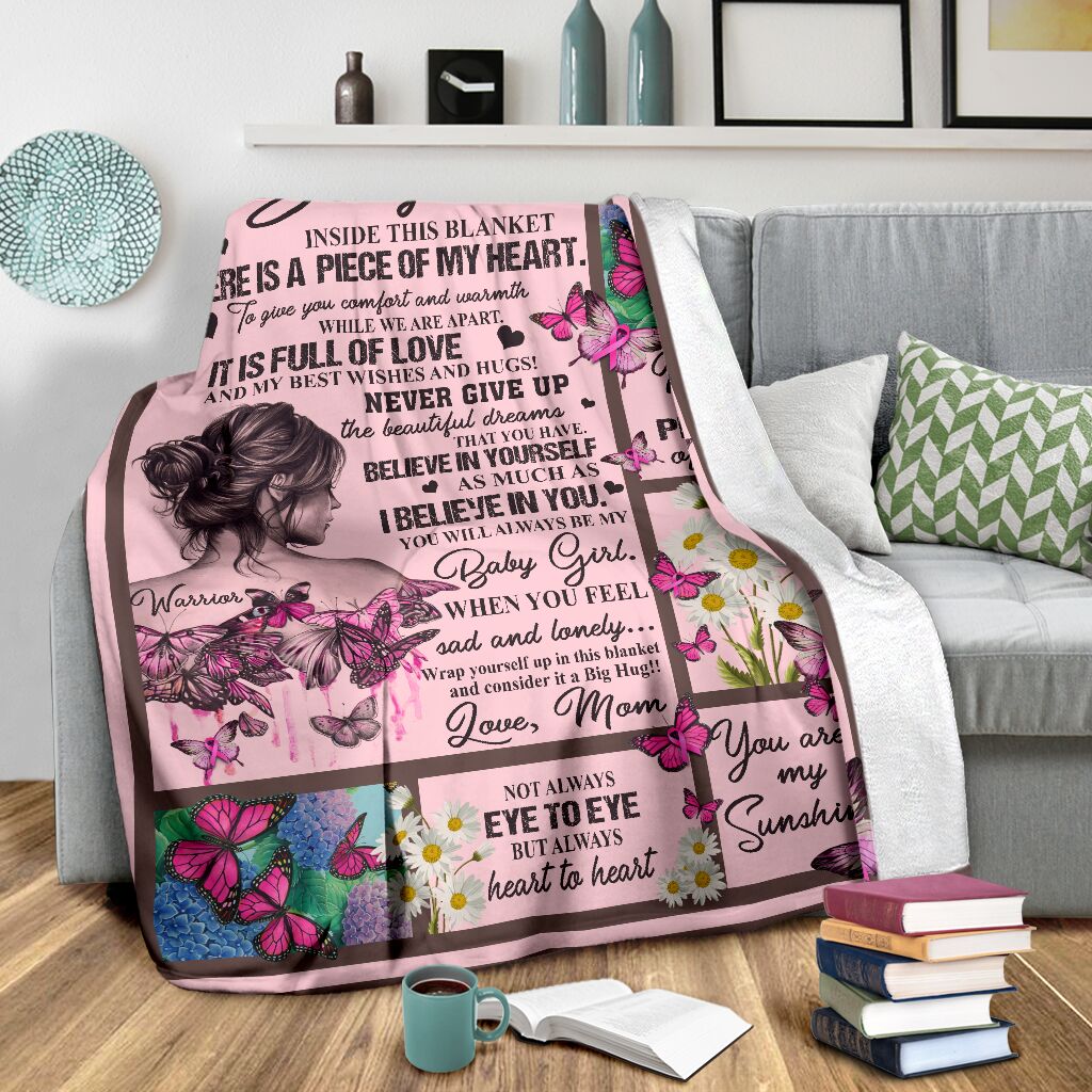Breast Cancer Awareness Butterfly Flannel Blanket For Cozy Bedroom Sofa Decor