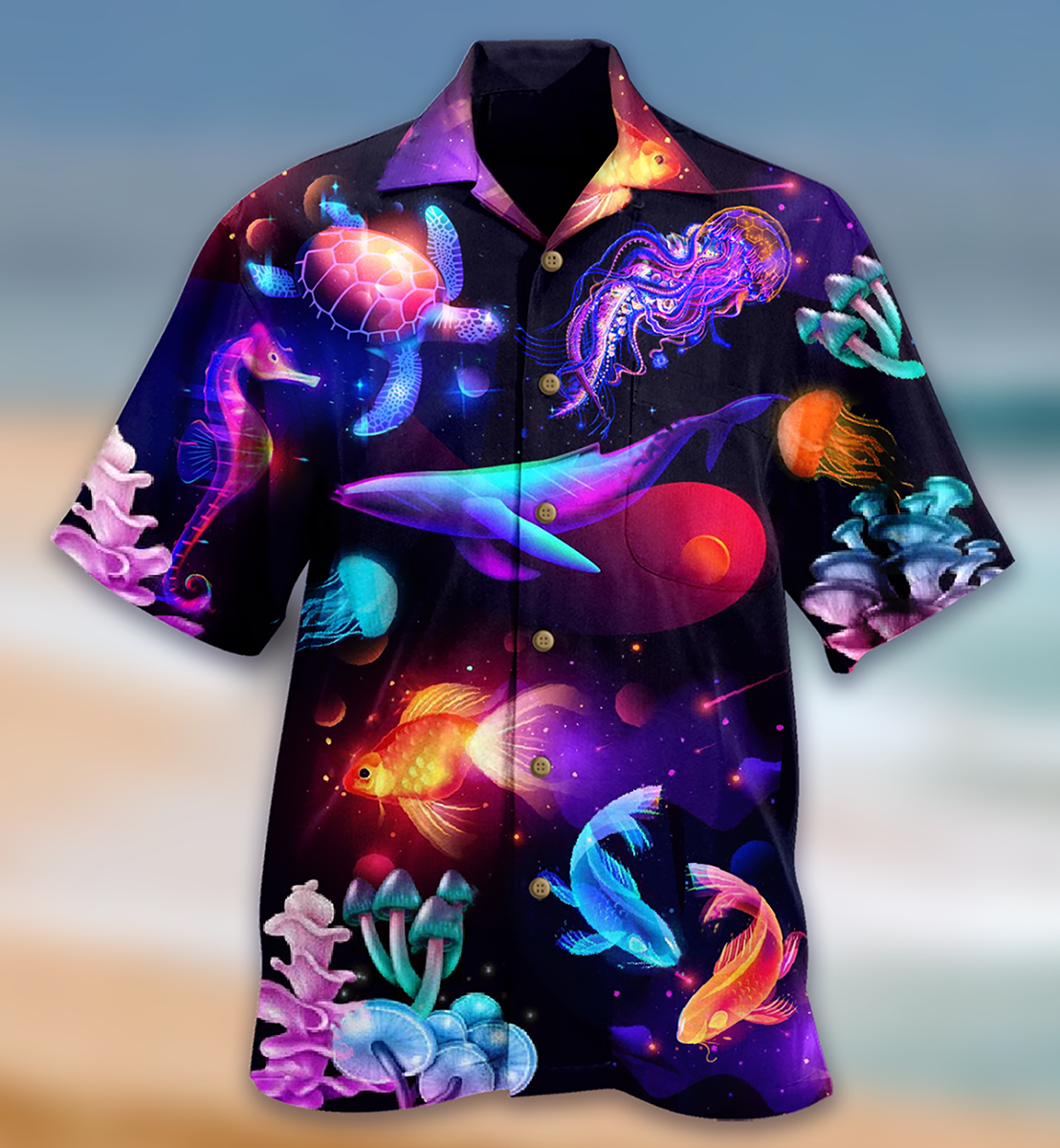 Fish Ocean Turtle Hawaiian Shirt For Resort Getaways And Comfortable Summer Activities