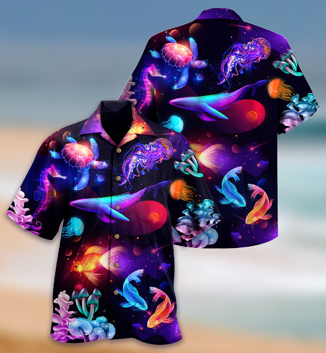 Fish Ocean Turtle Hawaiian Shirt For Summer Vacation And Beach Travel