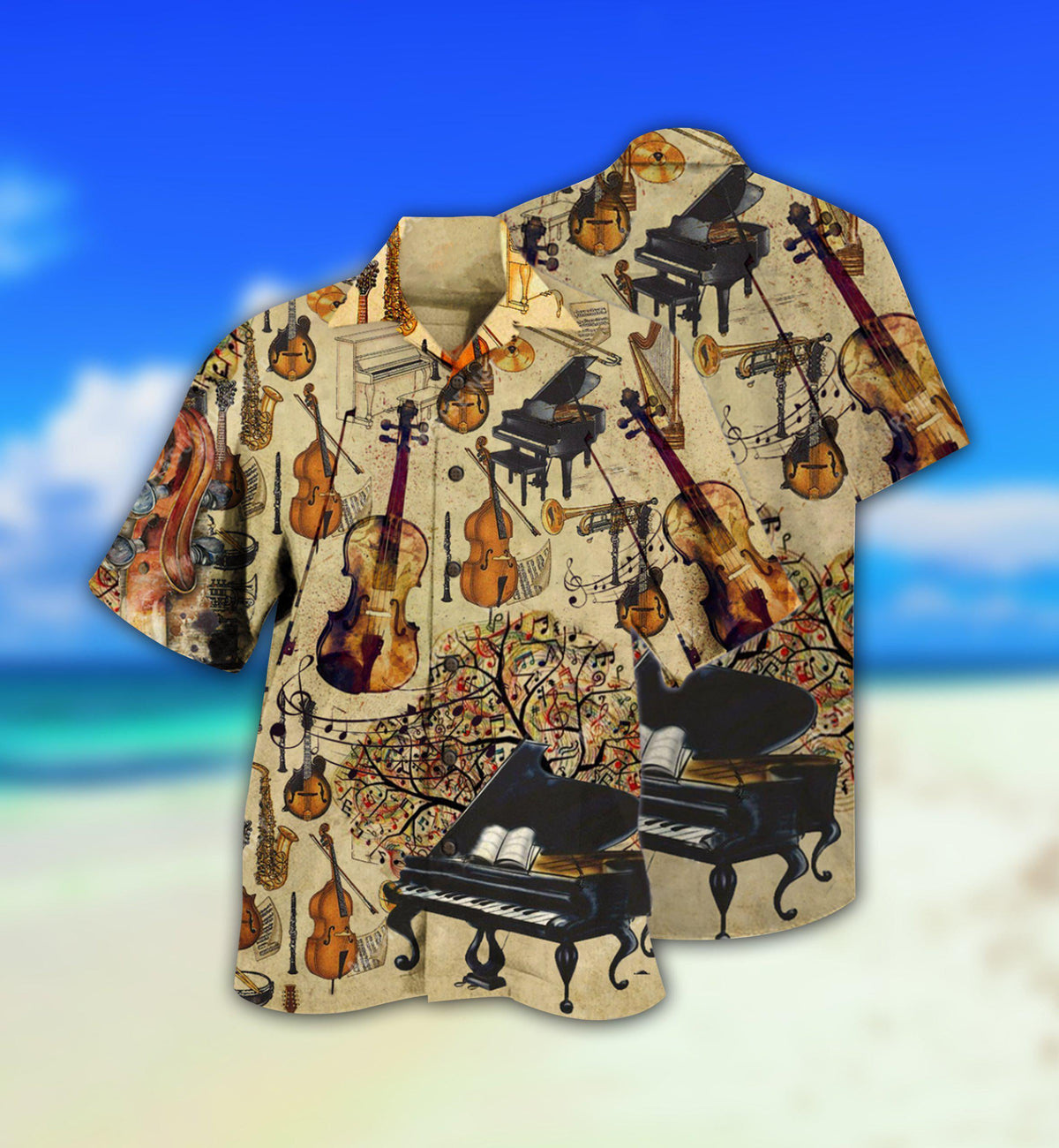 Music Notes Hawaiian Shirt With All Over Print For Resort Getaways Summer Adventures And Casual Gifting