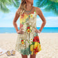 Turtle Is Beach Soul Tropical V-Neck Sleeveless Cami Dress For Beach Festivals And Comfortable Summer Outfits