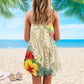 Vintage Turtle Is Beach Soul V-Neck Sleeveless Cami Dress For Tropical Parties And Casual Everyday Style