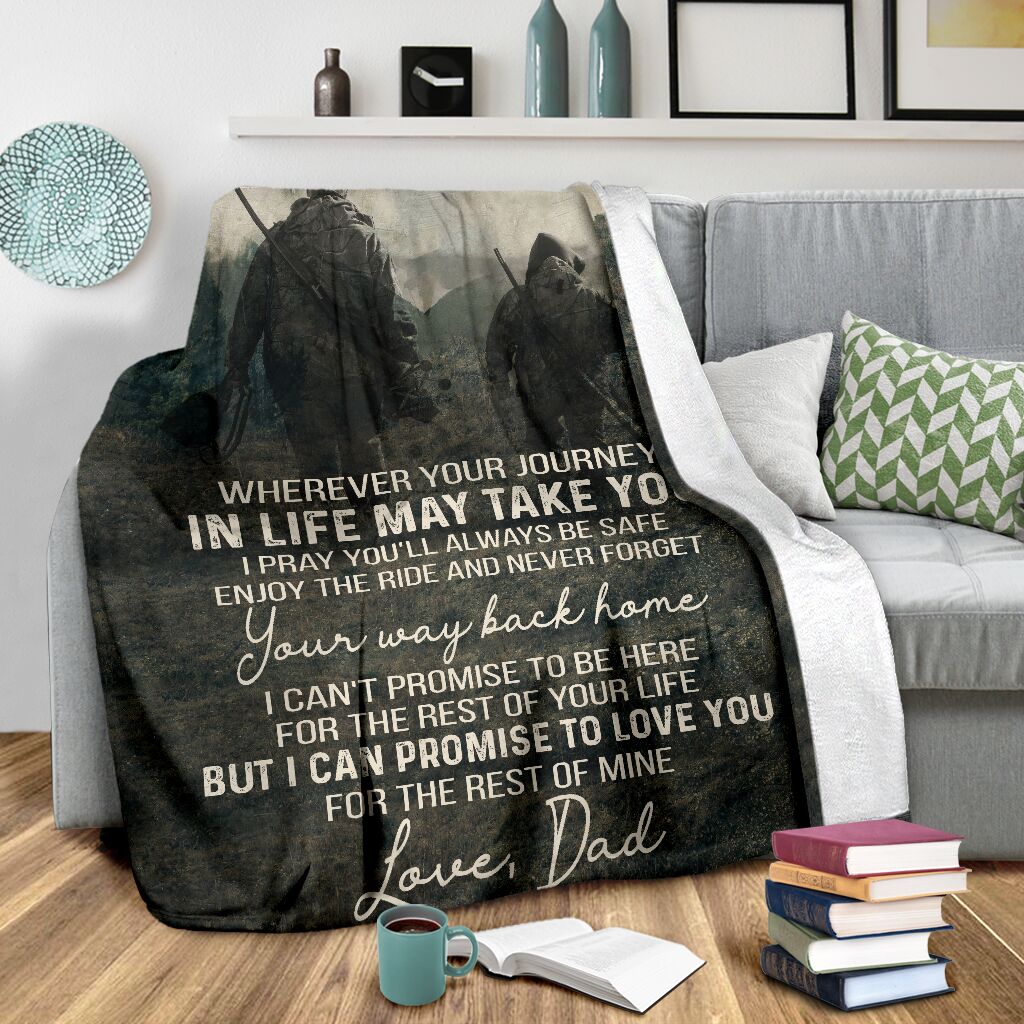Hunting To My Son Hunting I Can Promise To Love You Flannel Blanket For Cozy Bedroom Sofa Decor