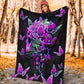 Skull Butterfly Pink Flannel Blanket For Cozy Bedroom Sofa Decor
