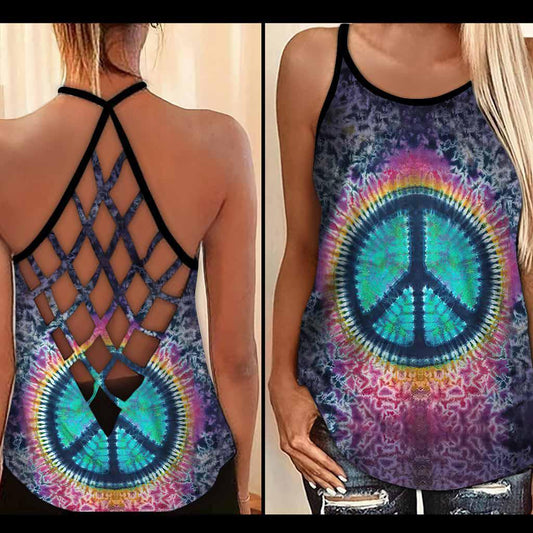 Hippie Soul Color Peaceful Hollow Tank Top For Studio Practice And Casual Styling