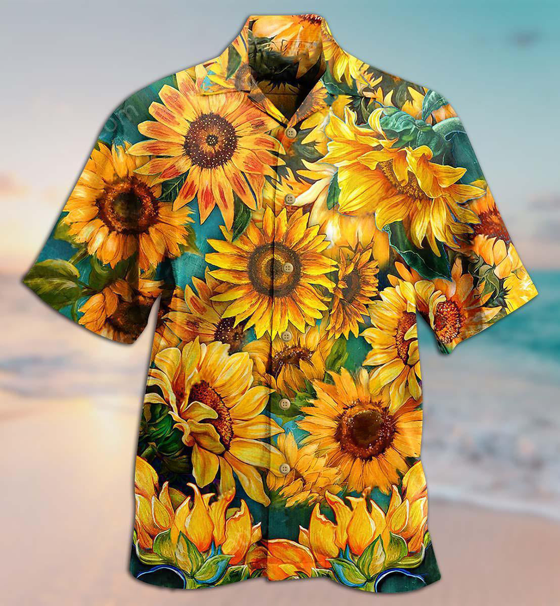 Sunflower Peace Hawaiian Shirt Design View For Resort Travel And Thoughtful Gifting