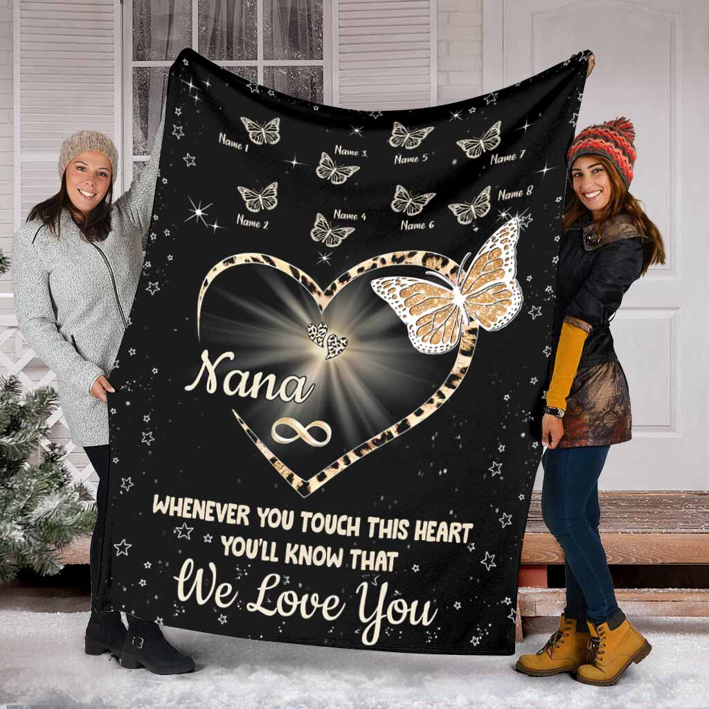 Butterfly Whenever You Touch This Heart Personalized Flannel Blanket For Cozy Bedroom Sofa Decor