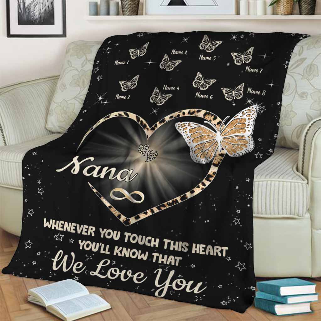 Butterfly Whenever You Touch This Heart Personalized Flannel Blanket For Cozy Bedroom Sofa Decor