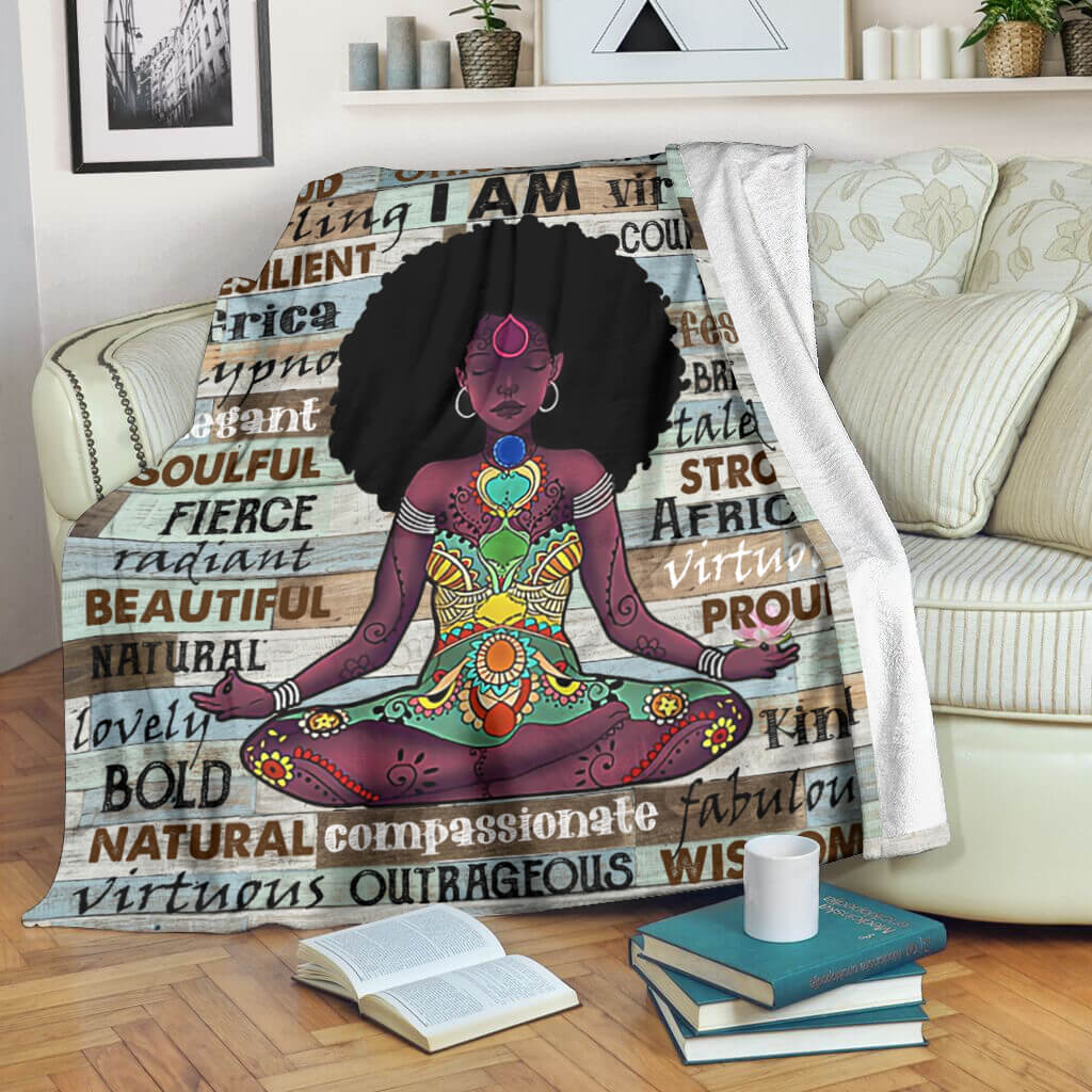 Black Woman I Am Beautiful African American Flannel Blanket For Cozy Bedroom Sofa Decor