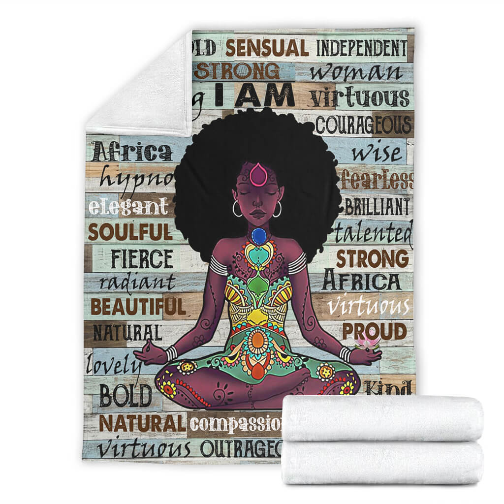 Black Woman I Am Beautiful African American Flannel Blanket For Cozy Bedroom Sofa Decor