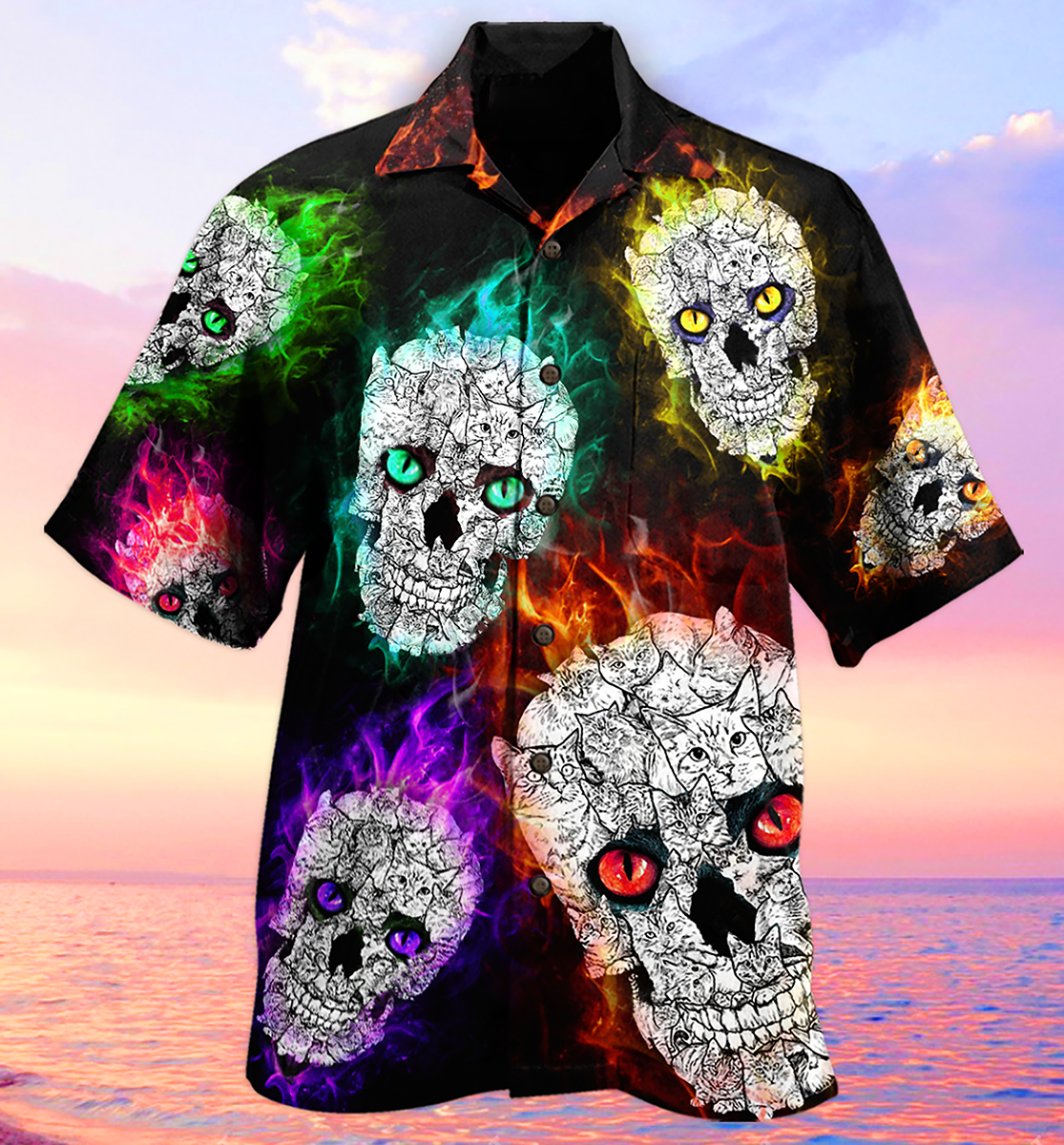Skull Smiling Hi Hawaiian Shirt Design View For Casual Summer Styling