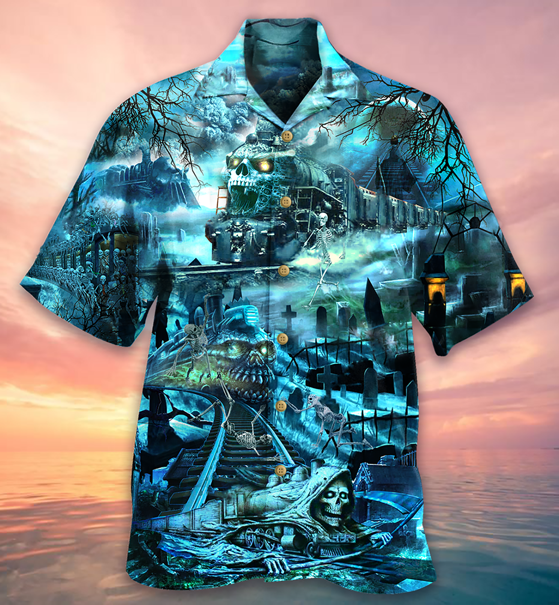 Train Ghost Honor Hawaiian Shirt Pattern Detail For Vacation Travel And Daily Wear