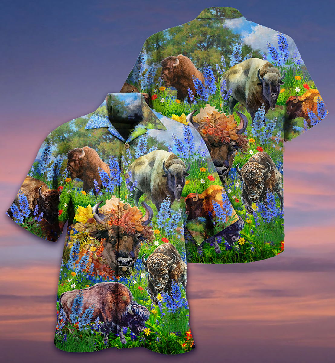 Buffalo Animals Hawaiian Shirt Design Detail For Beach Days And Holiday Travel