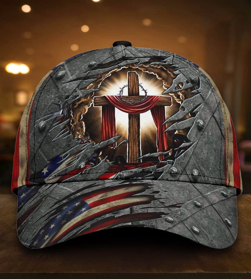 Faith Cross US Flag Classic Cap For Outdoor Travel Parties And Thoughtful Holiday Gifting
